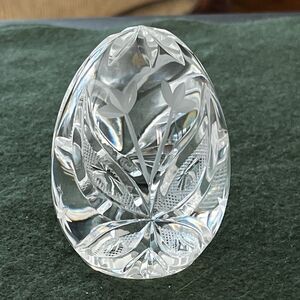 Sullivans Lead Cut Crystal Egg Paperweight Hand Cut Art Glass Vintage 3.5 Poland